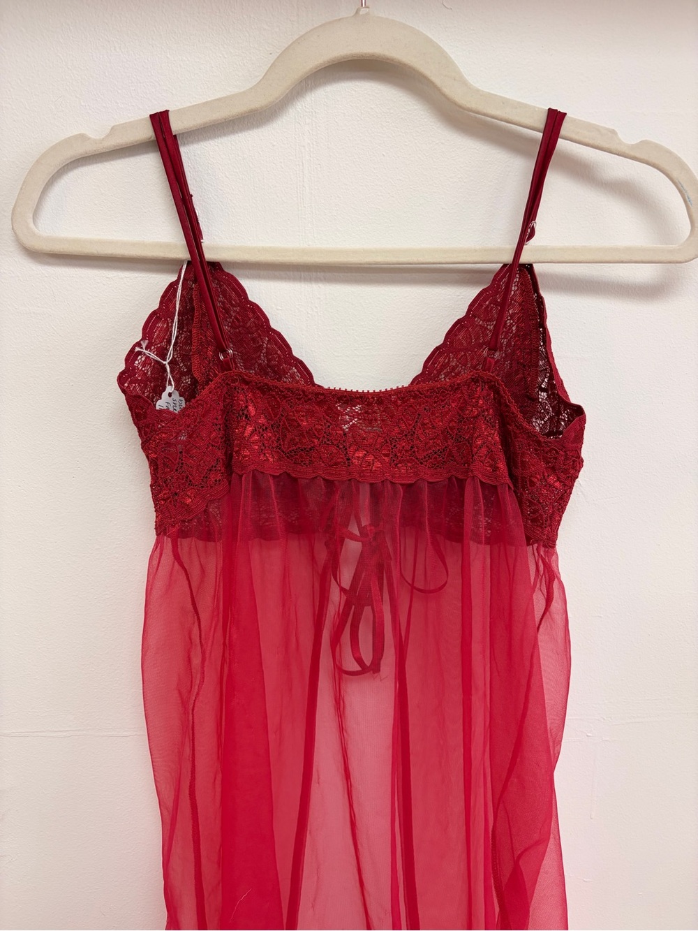 Vintage 1980’s pink lace & sheer tulle spaghetti strap nightgown duster - Picture 7 of 7